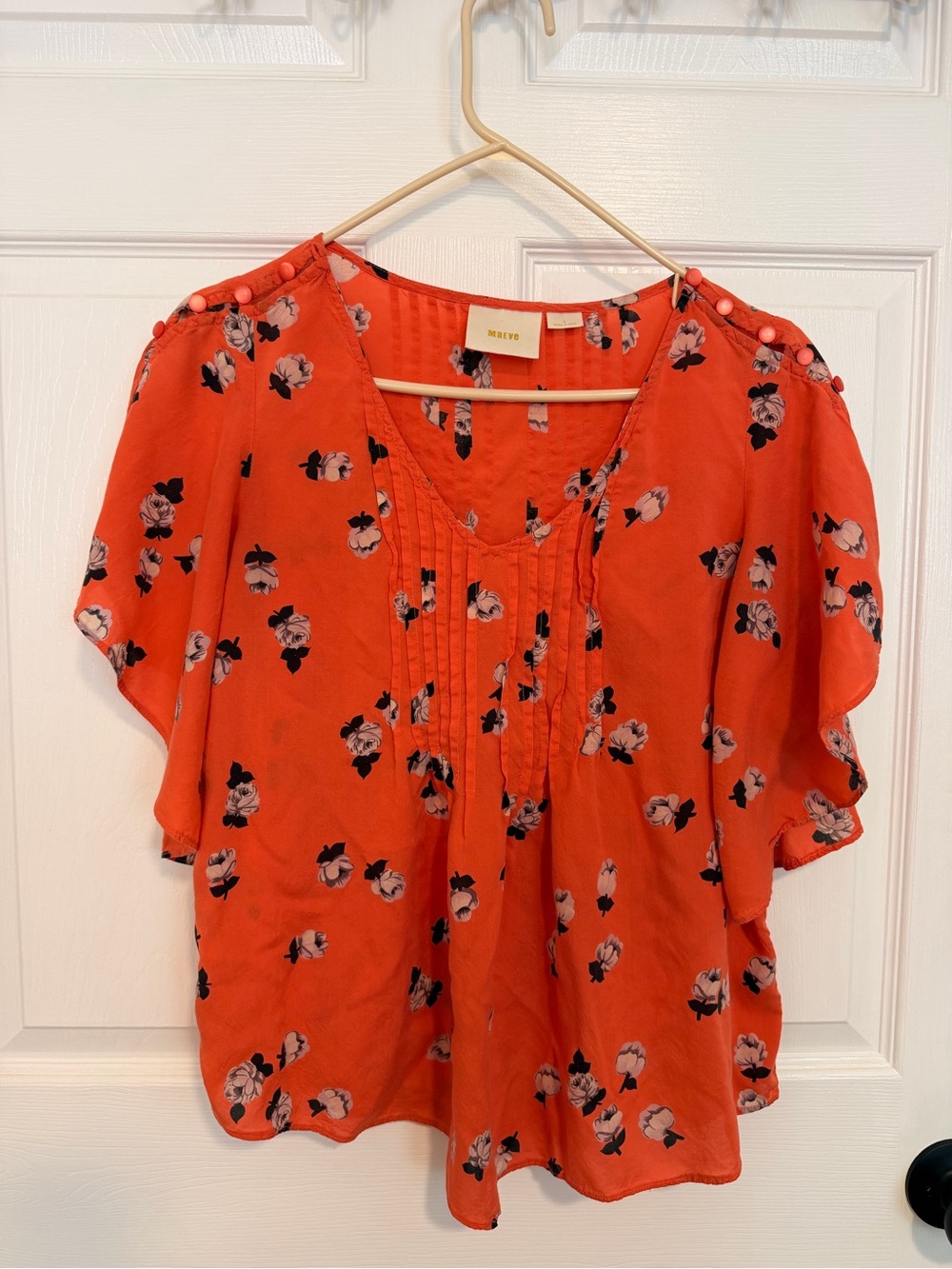 Maeve Coral Pink Floral Top